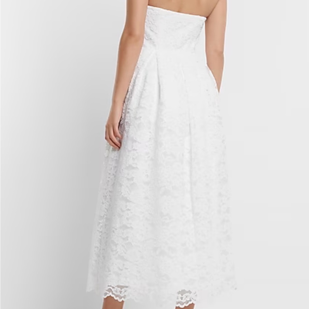 Express -Bridal White Lace Strapless Dress